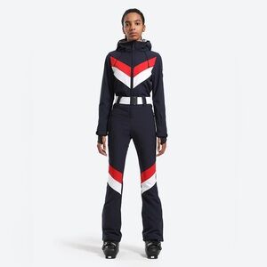 Navy and Red Chevron ski suit